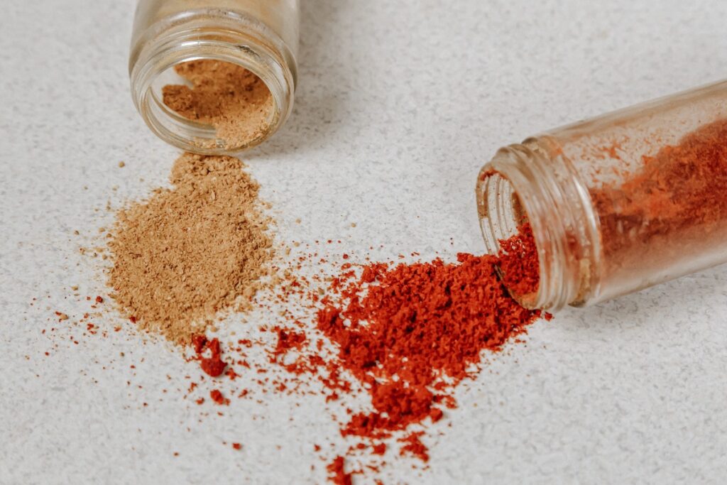 spices spilled on counter