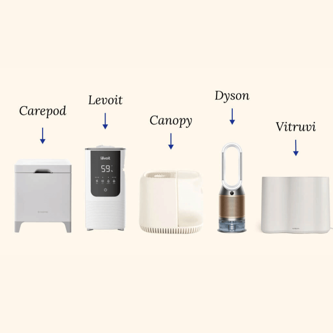 Picture of the 5 humidifiers in our article